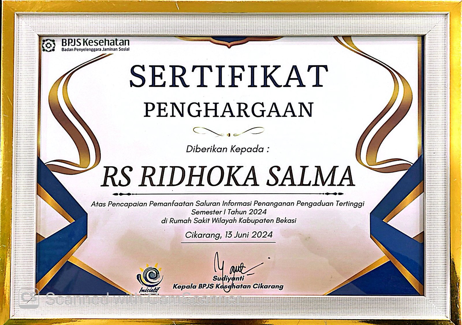 Penghargaan Pemanfaatan Saluran Informasi Penanganan Pengaduan Tertinggi